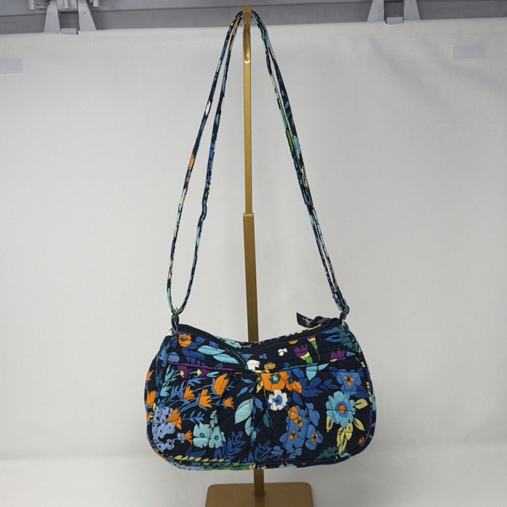 Vera Bradley Midnight Blues Frannie Crossbody Bag Blue Floral Quilted USA Made
